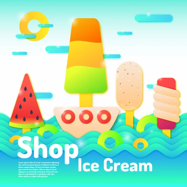 Cartel vectorial Tienda helado . — Archivo Imágenes Vectoriales