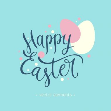 Modern elle çizilmiş mutlu Paskalya yazı.