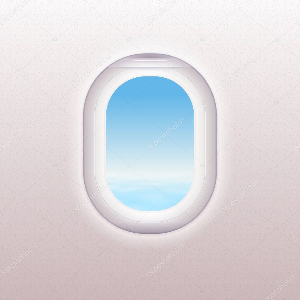 Realistic window of the airplane.