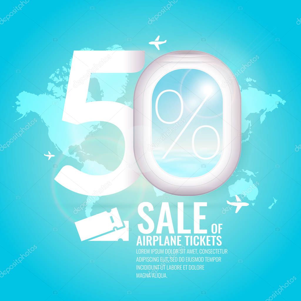 Conceptual poster sales and discounts of airaplane tickets.