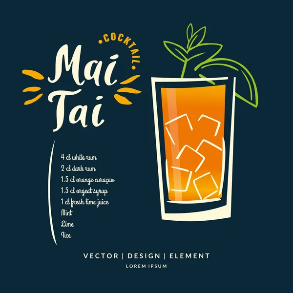 Modernes handgezeichnetes Schriftzeichen für Alkohol-Cocktail mai tai. — Stockvektor