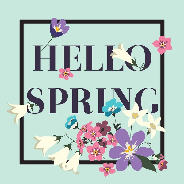 Cartaz de vetor de moda Hello spring — Vetor de Stock
