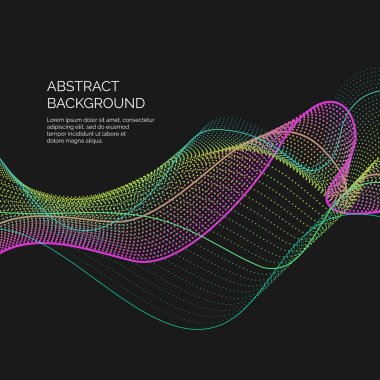 Vektör arka plan ile dinamik bir dalga ve parçacık