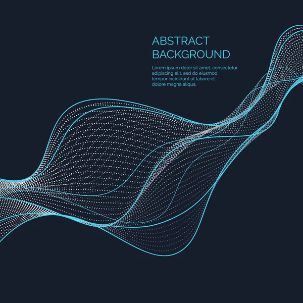 Векторный абстрактный фон с голубыми динамическими волнами и частицами . — стоковый вектор