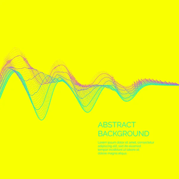 Fondo abstracto vector amarillo con un colorido dinámico ondas y partículas — Vector de stock