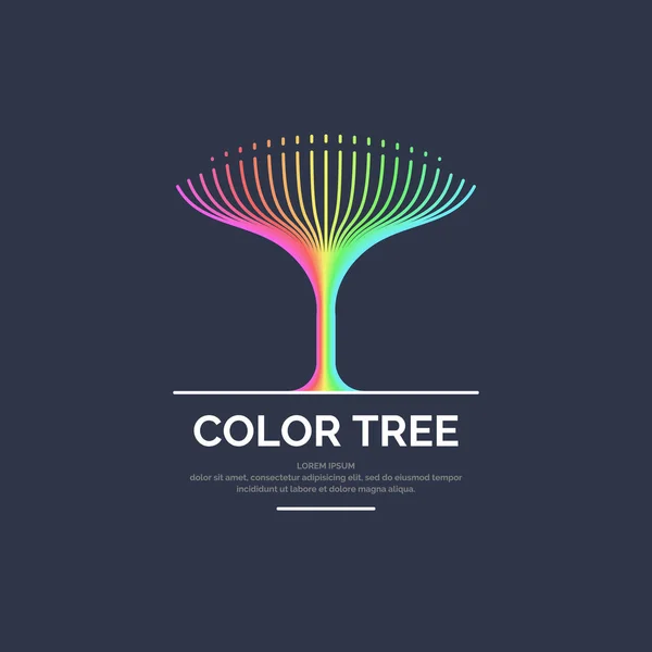 Moderno albero logo lineare colorato brillante . — Vettoriale Stock