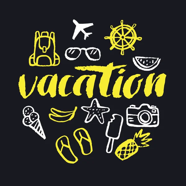 Vacation. Modern hand drawn lettering. — Stock Vector