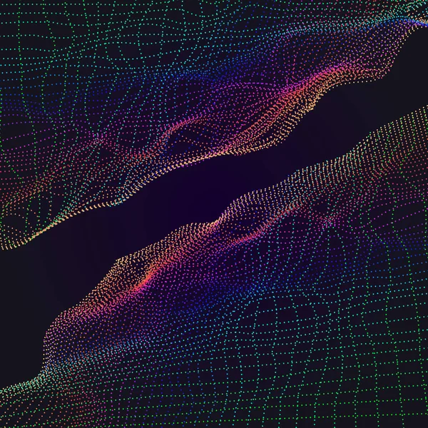 Vector abstracte achtergrond met een gekleurde dynamische raster-, lijn- en deeltjes — Stockvector