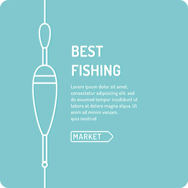 Vektorillustration av bästa fisket i linjär stil med en flottör. — Stock vektor