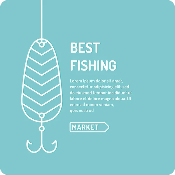 En iyi balıkçılık kaşık ile doğrusal tarzında modern vektör çizim. — Stok Vektör