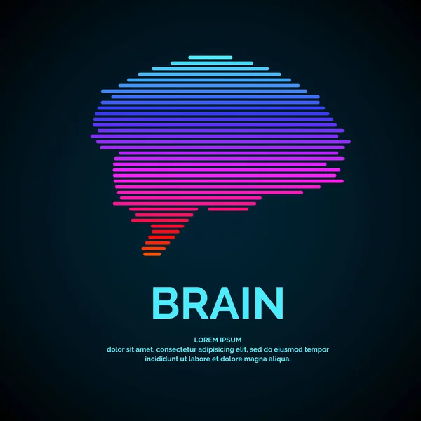 Vector logo brain color silhouette — Stock Vector