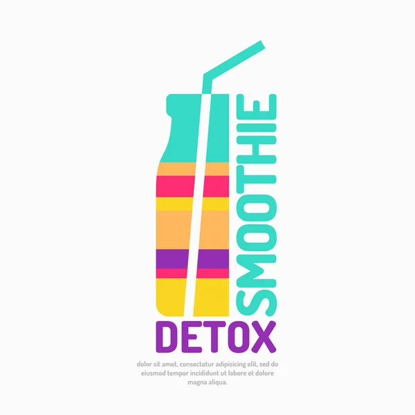 Ilustracja wektorowa detox smoothie z butelki i słomy. — Wektor stockowy