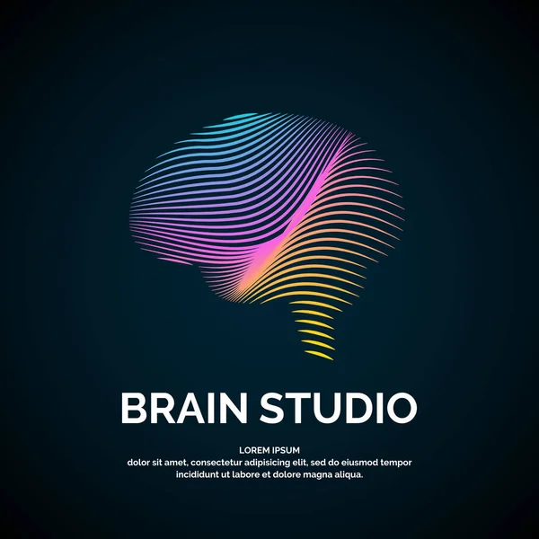 Vector logo brain color silhouette — Stock Vector