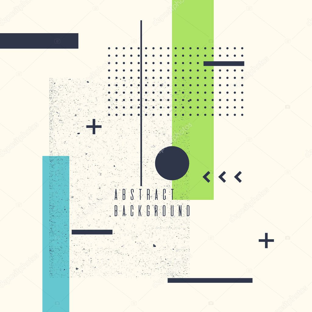 Retro abstract geometric background. The poster with the flat figures. Vector illustration.