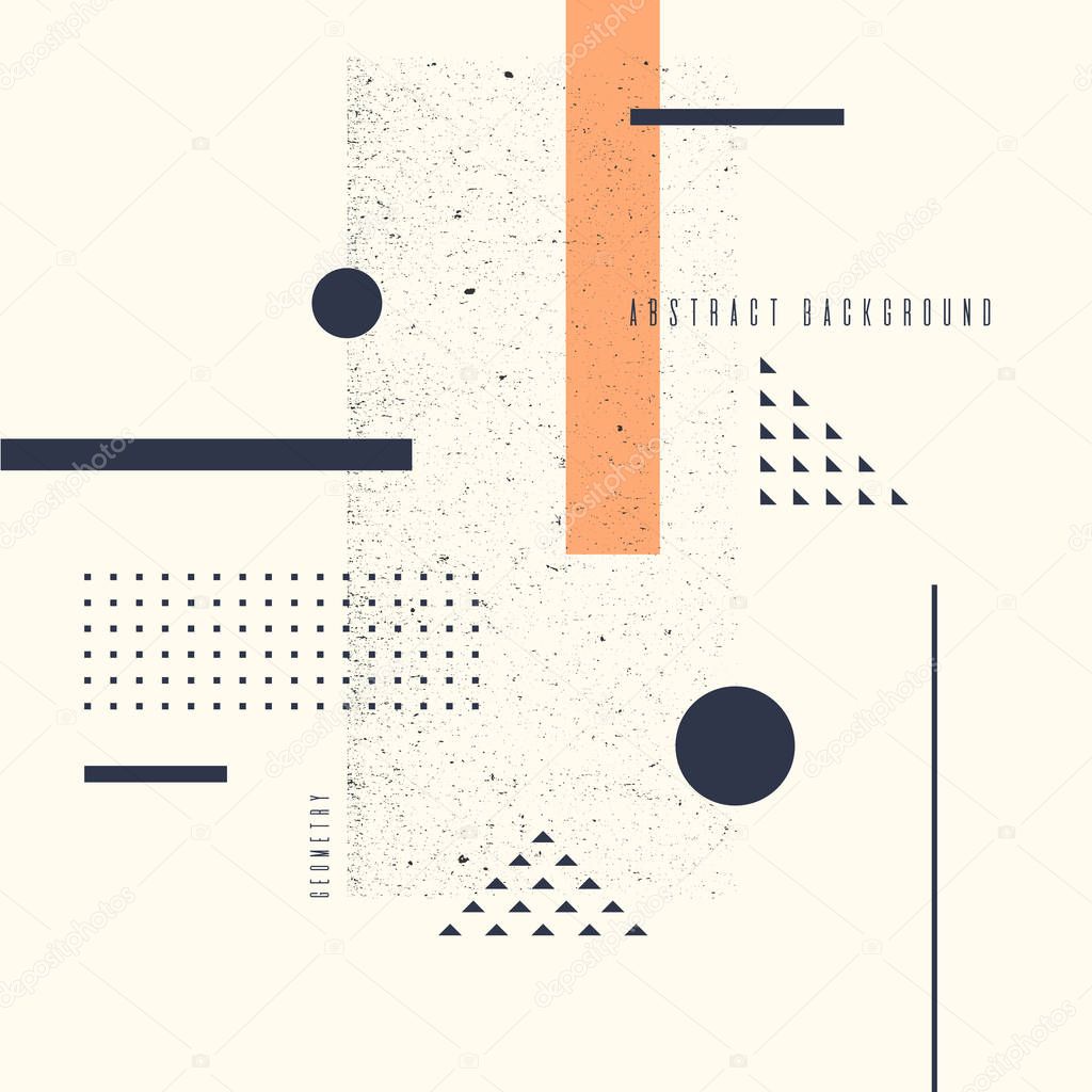 Retro abstract geometric background. The poster with the flat figures. Vector illustration.