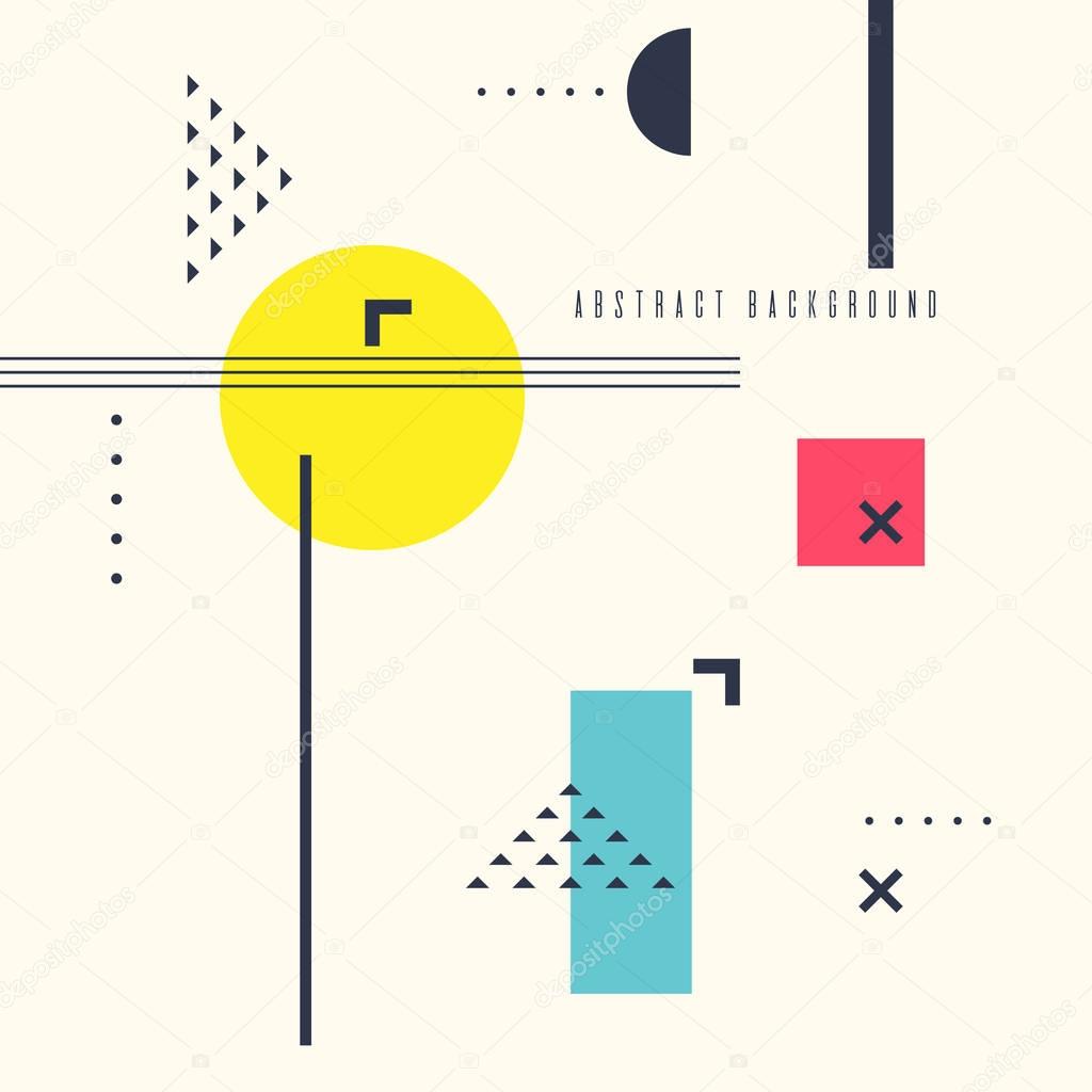 Retro abstract geometric background. The poster with the flat figures. Vector illustration.