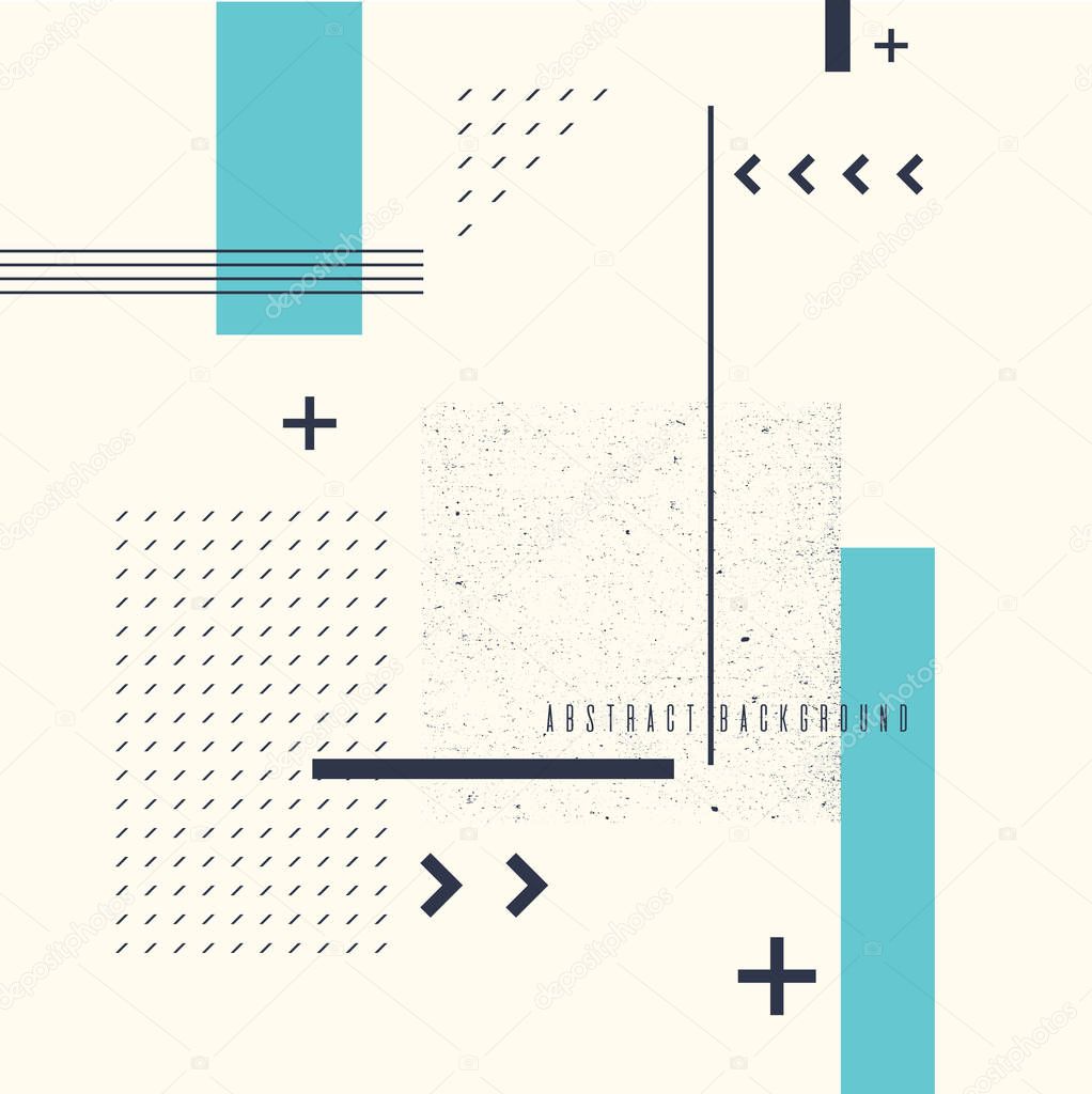 Retro abstract geometric background. The poster with the flat figures. Vector illustration.