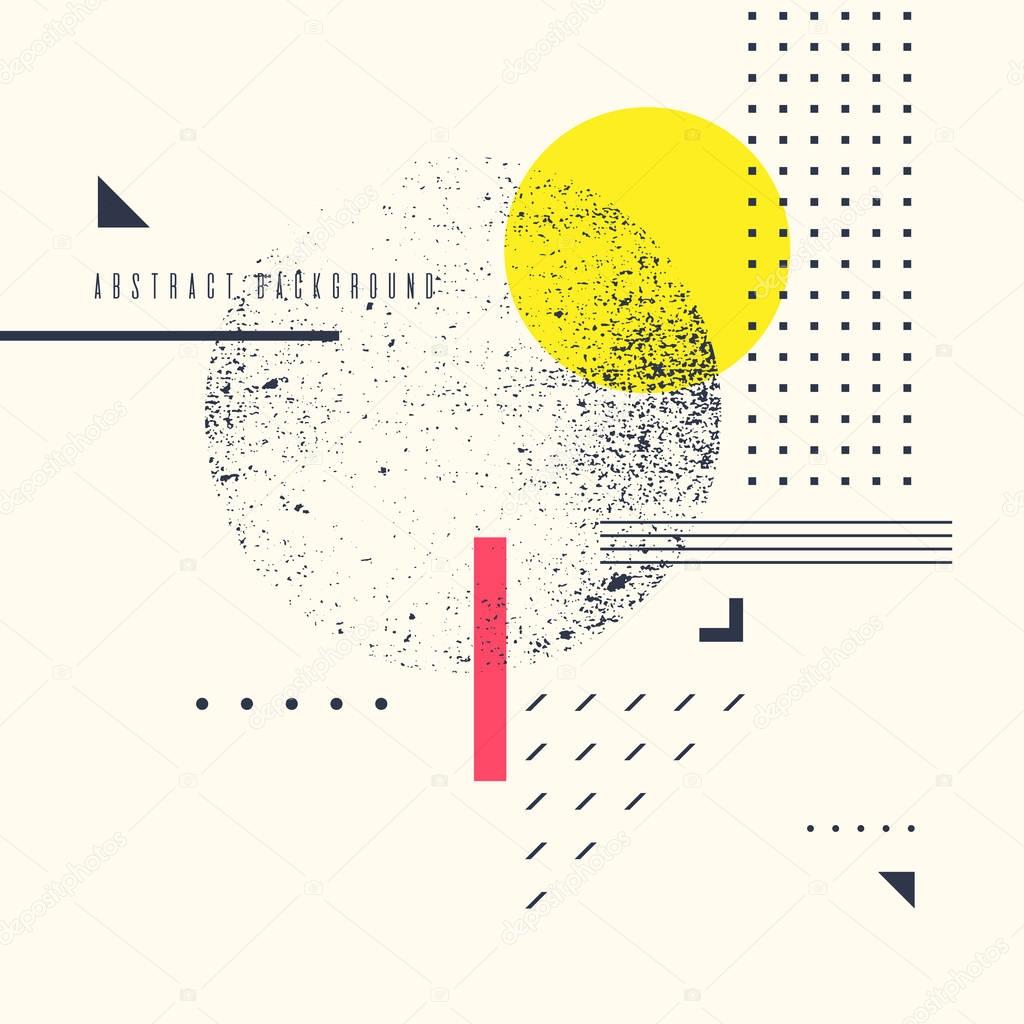 Retro abstract geometric background. The poster with the flat figures. Vector illustration.