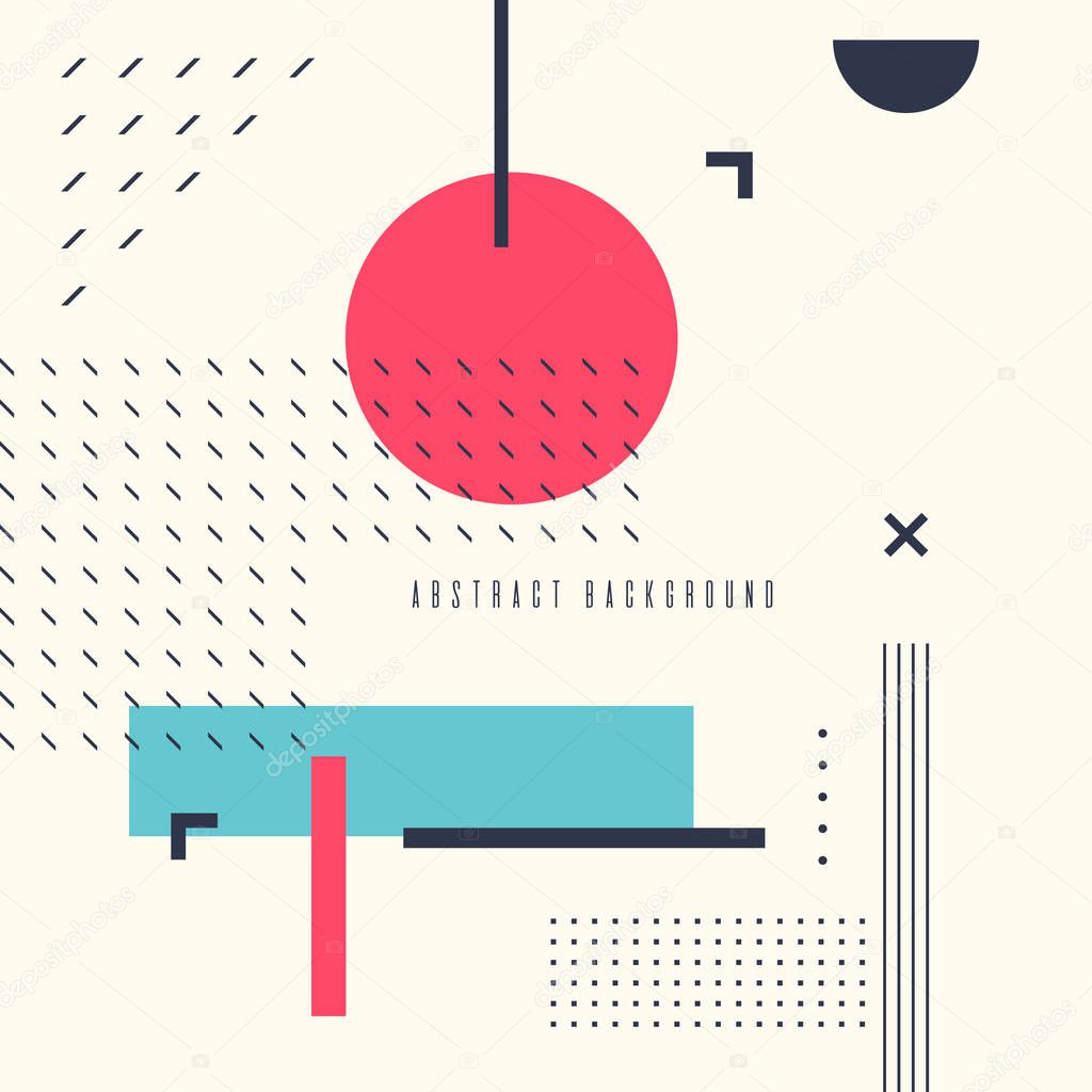 Retro abstract geometric background. The poster with the flat figures. Vector illustration.