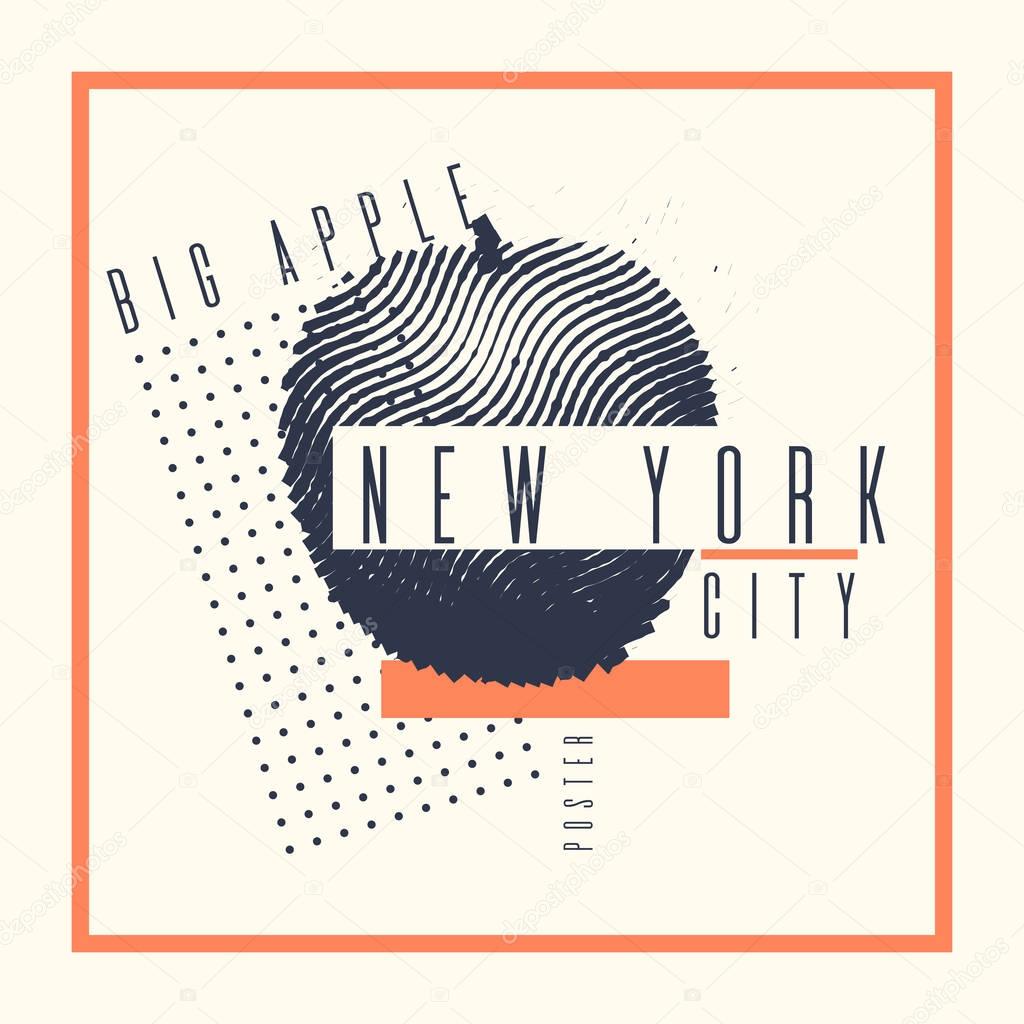 Stylish poster new York the big Apple on abstract background.