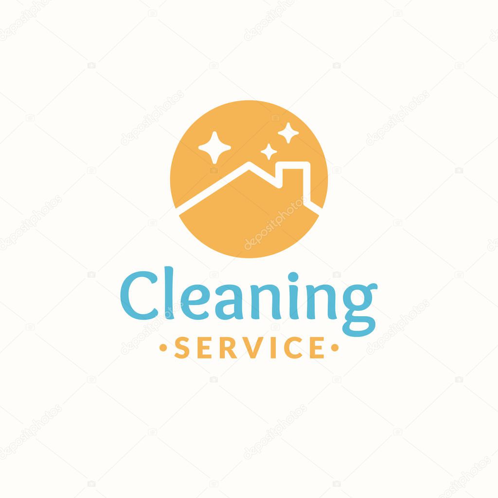 Cleaning service logo. Roof of the house in the orange circle.