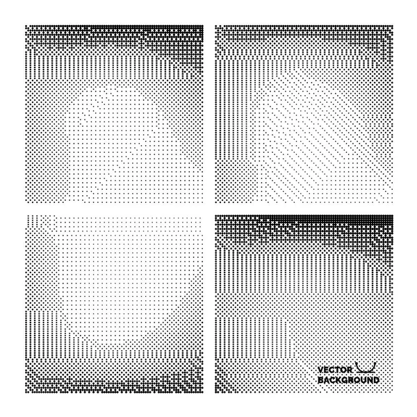 Abstract vector halftone achtergrond instellen. Zwart-wit textuur. — Stockvector