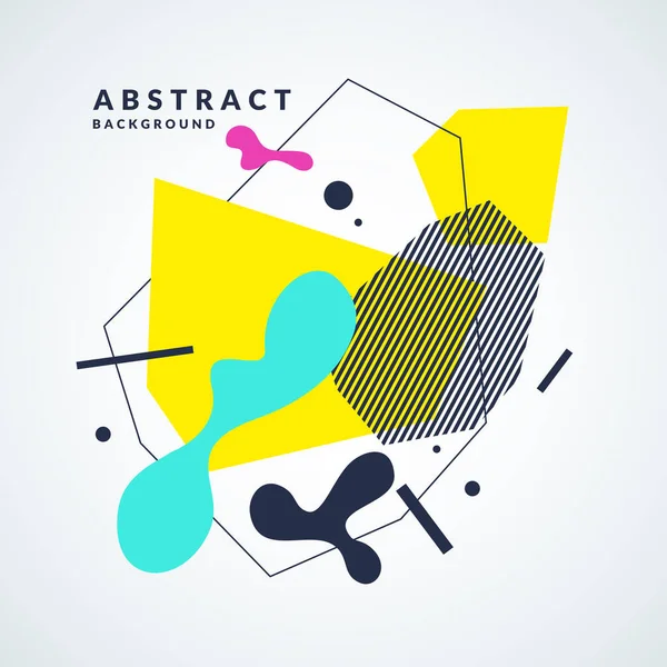 Fondo abstracto con líneas rectas, salpicaduras y objetos geométricos en estilo plano minimalista — Archivo Imágenes Vectoriales