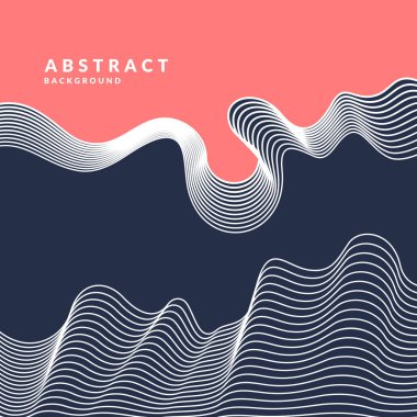 Abstract background with dynamic linear waves. Vector illustration in flat style