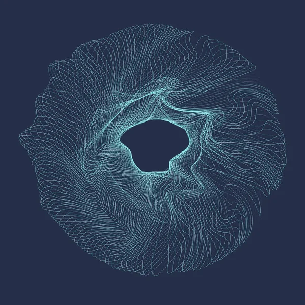 Σύγχρονη διανυσματικά εικονογράφηση με ένα κύκλο παραμορφωμένο σχήμα των σωματιδίων μπλε χρώμα — Διανυσματικό Αρχείο