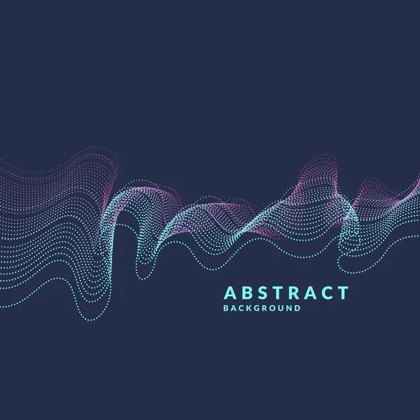 Fundo abstrato vetorial com ondas dinâmicas coloridas, linha e partículas. Ilustração em estilo minimalista —  Vetores de Stock