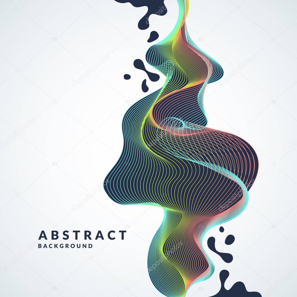 Abstract background with a dynamic waves, lines and splashes in a bright colorful style