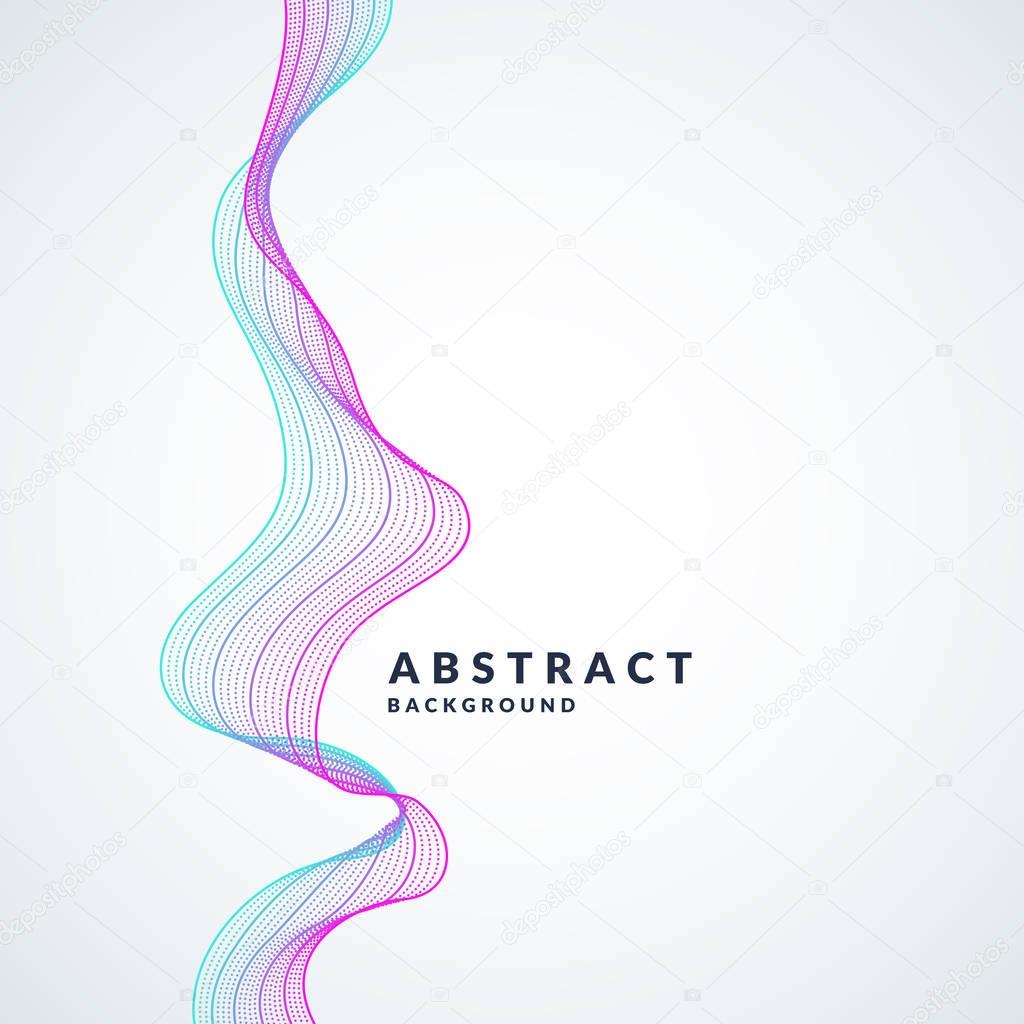 Vector abstract background with a colored dynamic waves, line and particles. Illustration in minimalistic style