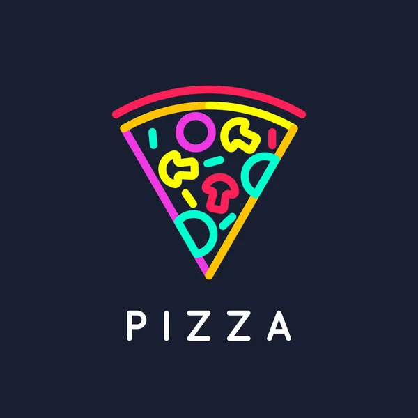 Vektor logotypen Pizza med en skiva från en hela produkten. Illustration i en ljus platta stil — Stock vektor