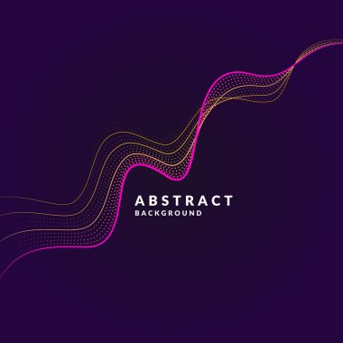 Vektör arka plan ile renkli bir dinamik dalgalar, çizgi ve parçacıklar. Minimalist tarzı resimde