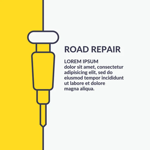 Cartaz minimalista linear em estilo plano, reparação da estrada . — Vetor de Stock