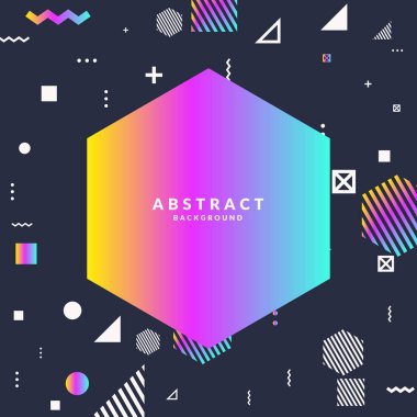 Popüler sanat geometrik arka plan düz, minimalist Memphis tarzı ile. Vektör poster elemanları ile.