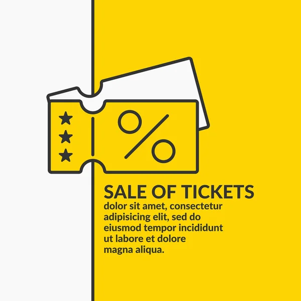 Linearer Plakatverkauf von Tickets. Vektorgrafik — Stockvektor
