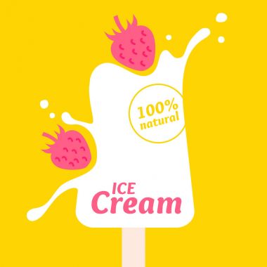 Dondurma parlak vektör Illustration. Bir süt ürünü gösteren resim.