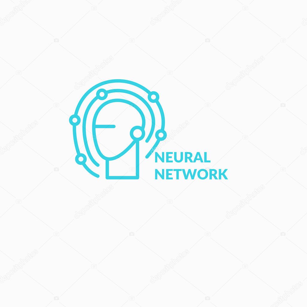 Neural networks, conceptual sign and logo. The analytical system.