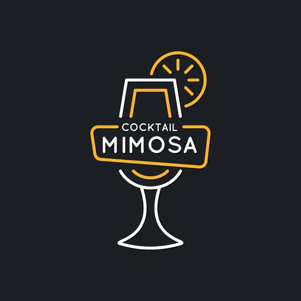 Illustrazione per bar menu cocktail alcolici Mimosa. Disegno di linea vettoriale di una bevanda su uno sfondo . — Vettoriale Stock