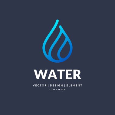 Modern line vector logo of the water drop. clipart