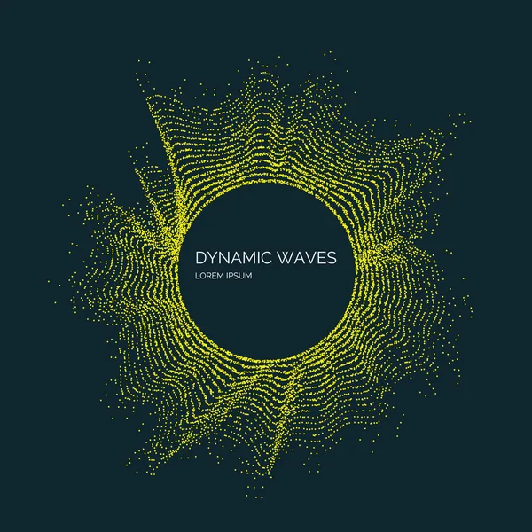 Διάνυσμα αφηρημένα φόντο με ένα έγχρωμο δυναμικό κύματα, γραμμή και τα σωματίδια. Απεικόνιση σε μινιμαλιστικό στιλ — Διανυσματικό Αρχείο