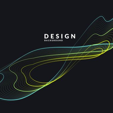 Vektör arka plan ile renkli bir dinamik dalgalar, çizgi ve parçacıklar. Minimalist tarzı resimde