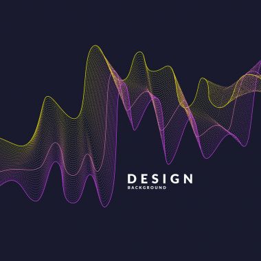 Vector abstract background with a colored dynamic waves, line and particles. Illustration in minimalistic style clipart