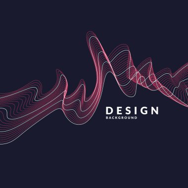 Vektör arka plan ile renkli bir dinamik dalgalar, çizgi ve parçacıklar. Minimalist tarzı resimde