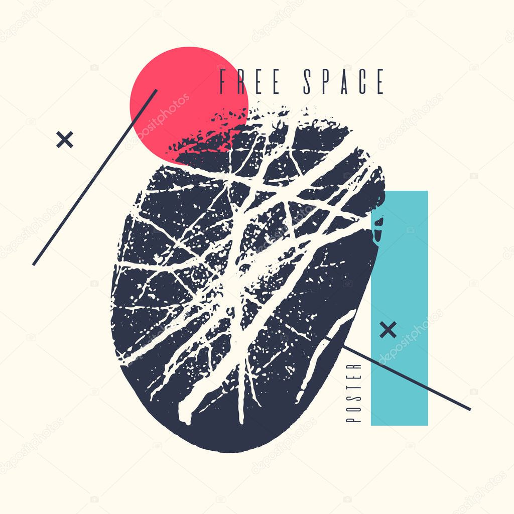 Retro abstract geometric background. The poster with the flat figures. Vector illustration.