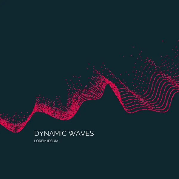 Fondo abstracto vectorial con ondas dinámicas de color, línea y partículas. Ilustración en estilo minimalista — Vector de stock