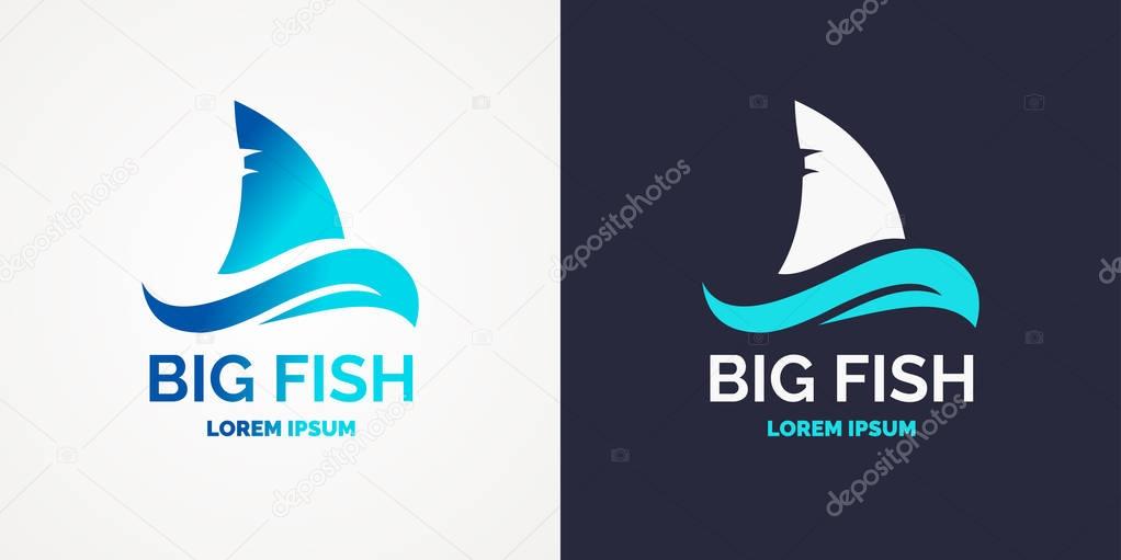 Modern logo for sea fishing. Vector graphics