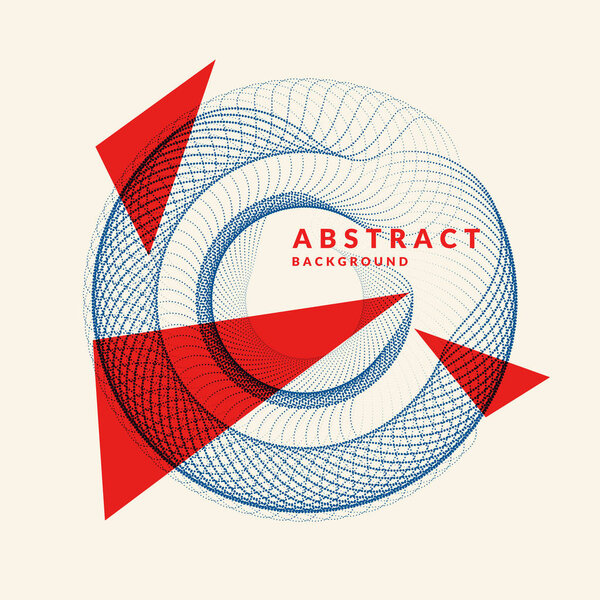 Векторный абстрактный фон с динамическими волнами, линией и частицами.