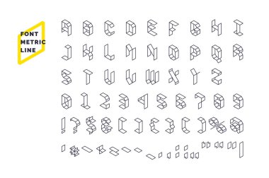 Modern teknik görüntüleme yazı tipini metrik. Tüm harf ve sayı karakterleri ile ayarla.
